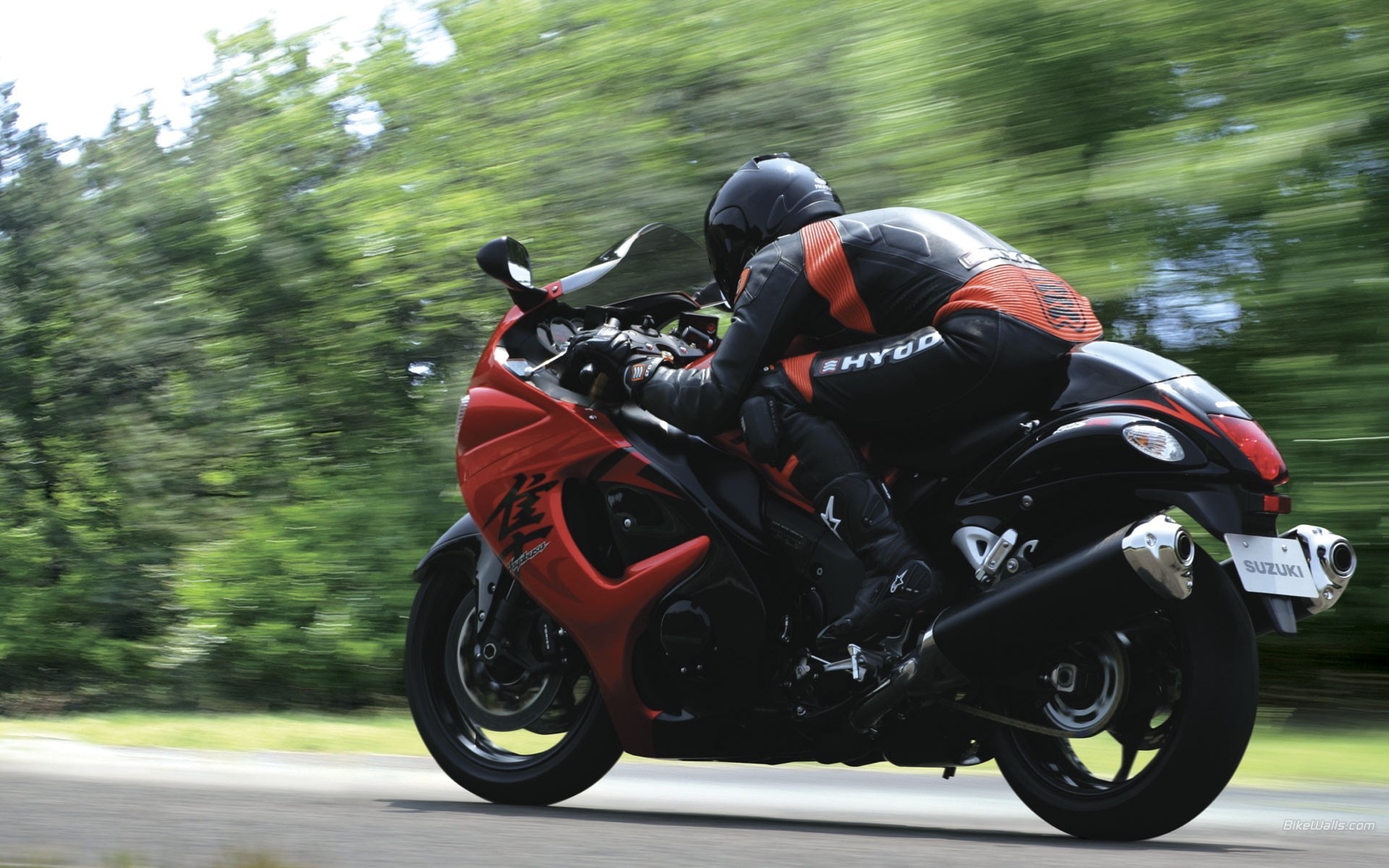 motocicleta mig-15 carretera coche árbol suzuki hayabusa