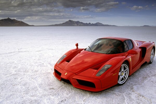 Ferrari red against the sky