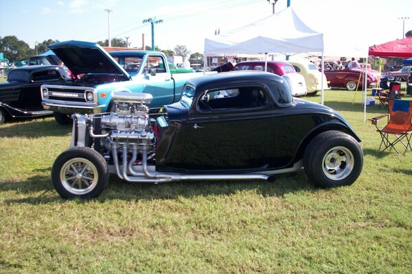 Black classics at a retro car show