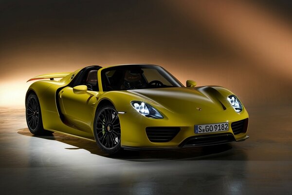 Yellow Porsche in a beautiful shoot