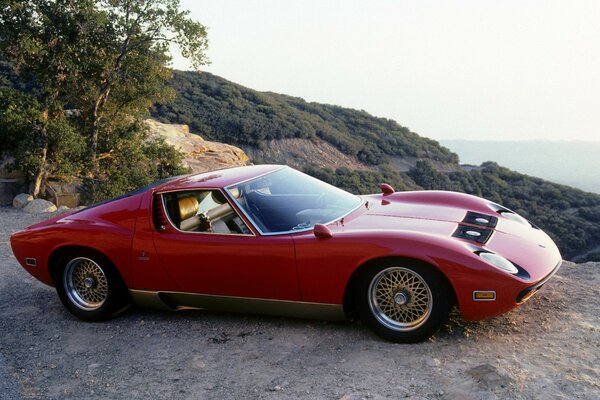 Ein Auto, das wie ein Ferrari auf einer Serpentine aussieht