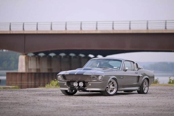 Beautiful powerful car under the bridge