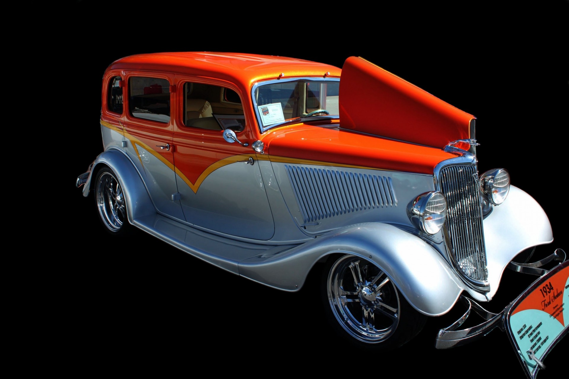 auto voiture orange ford noir