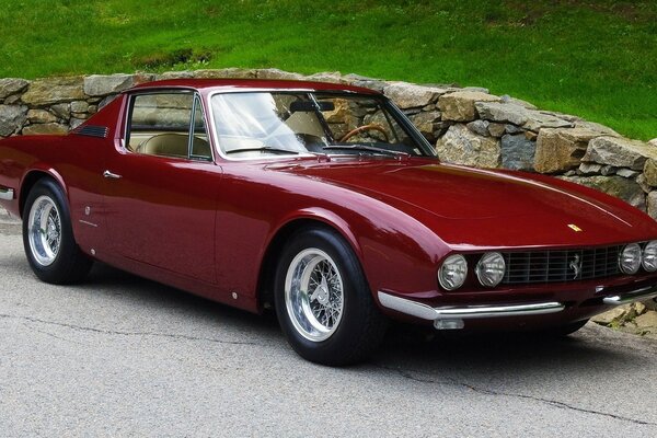 Classic red ferrari and stones