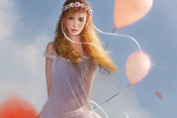 Chica de aire con globos