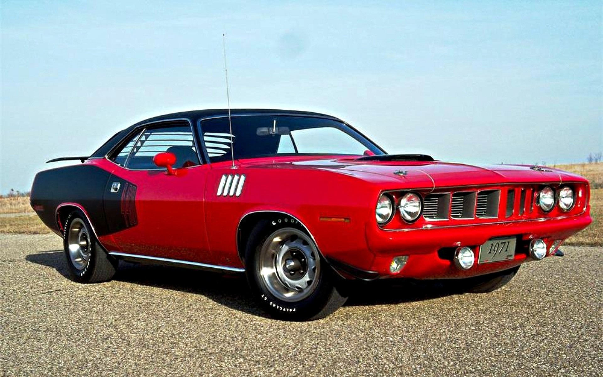 czerwony plymouth cuda samochody