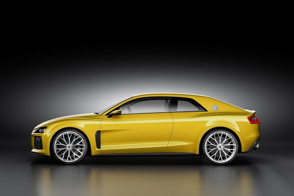 Yellow Audi 5th generation car on a gray background