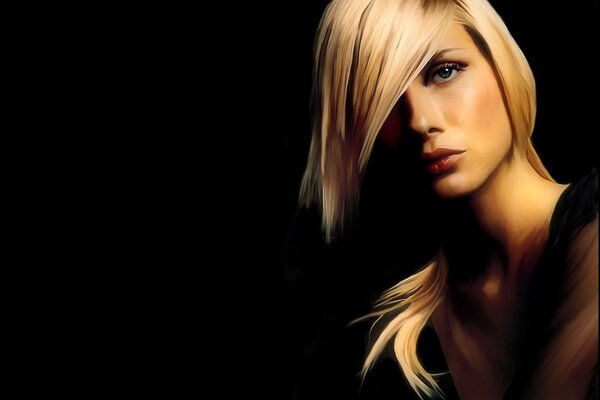 Photo of a young blonde on a black background