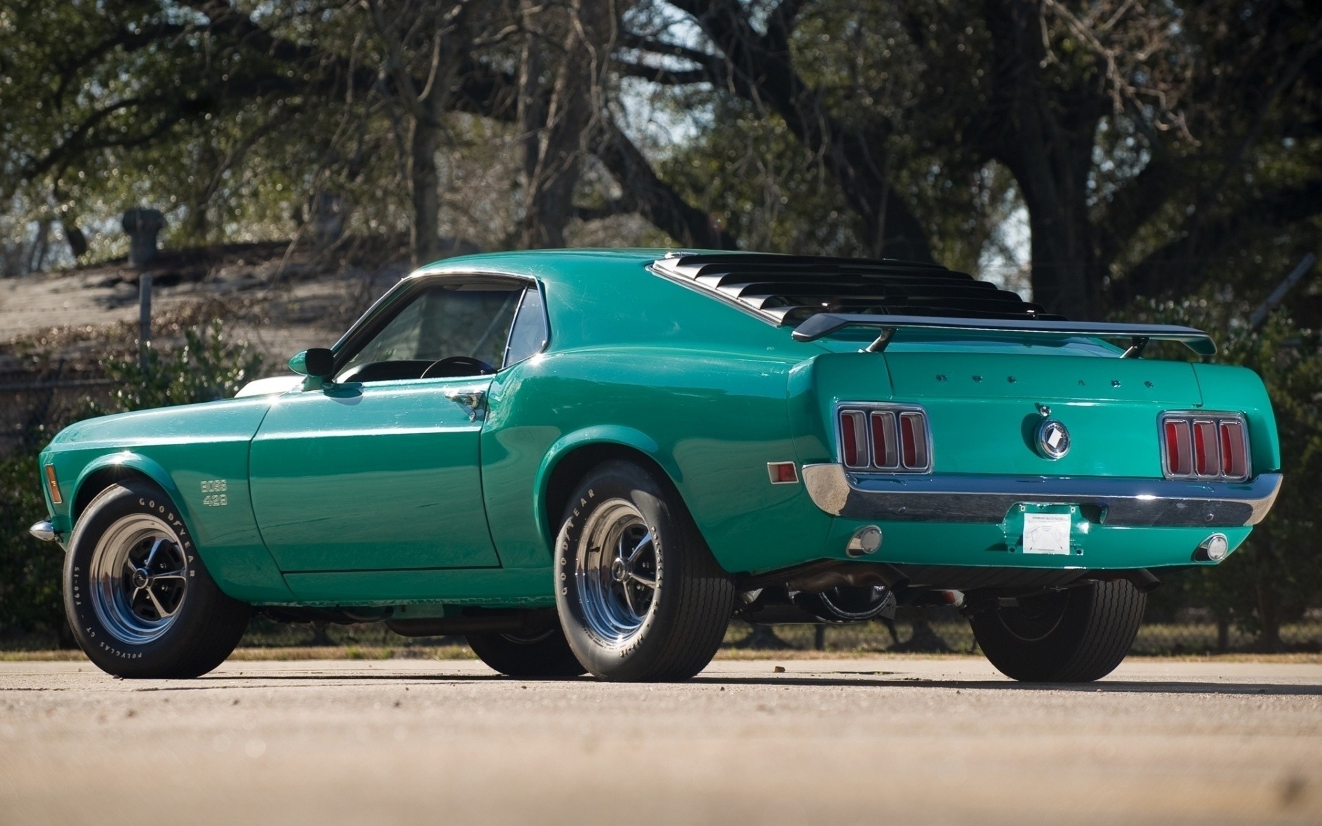 boss ford mustang muscle car rear view