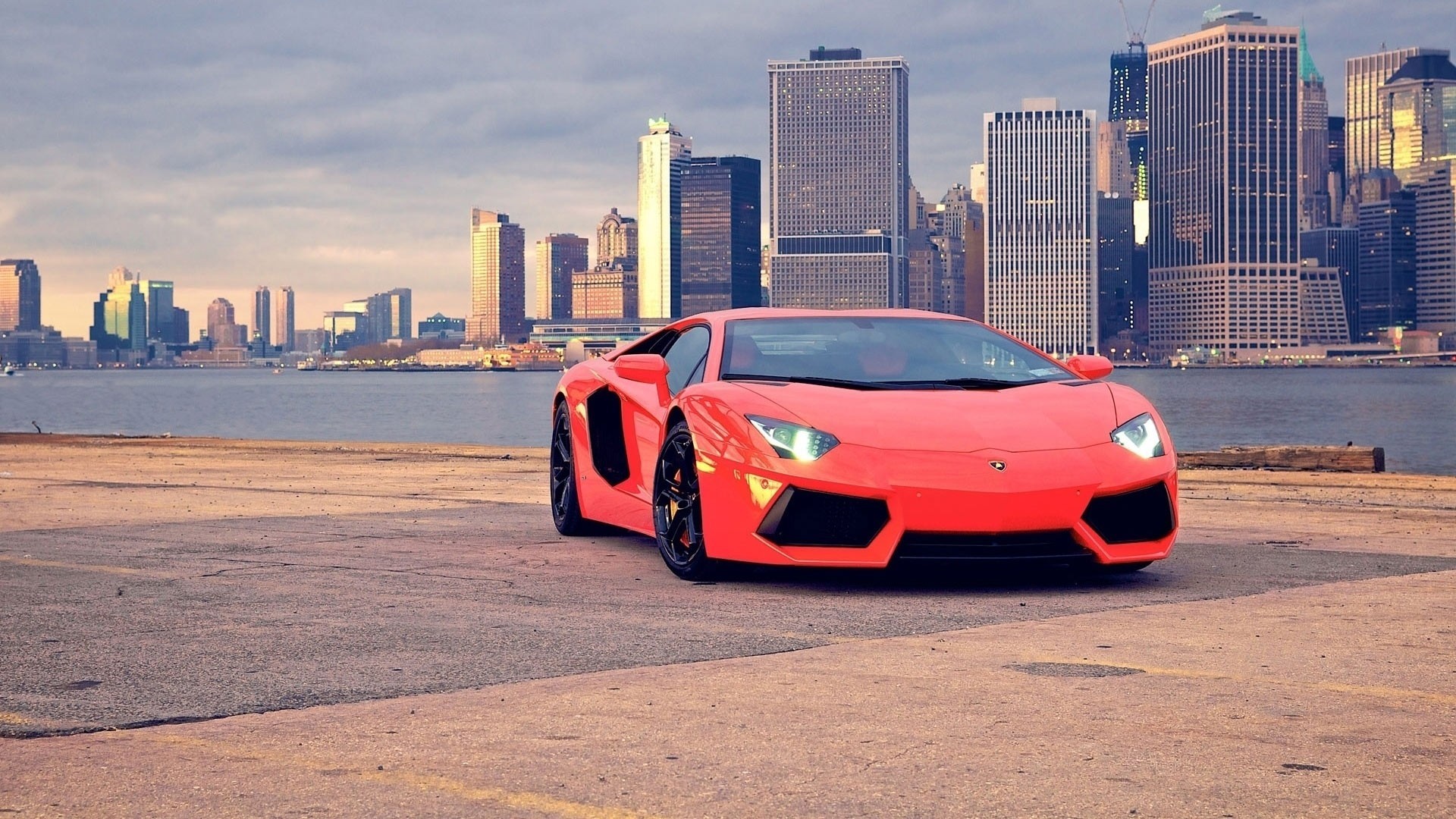 red supercar lamborghini sports car aventador