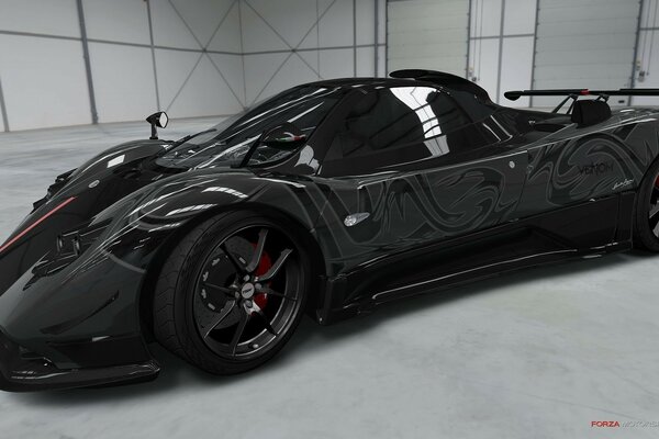 Aggressive sports car in the garage