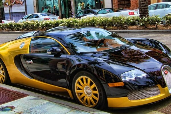 A sports car parked at the curb