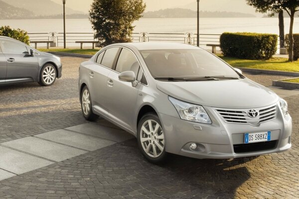 Sedan in silver color from Toyota