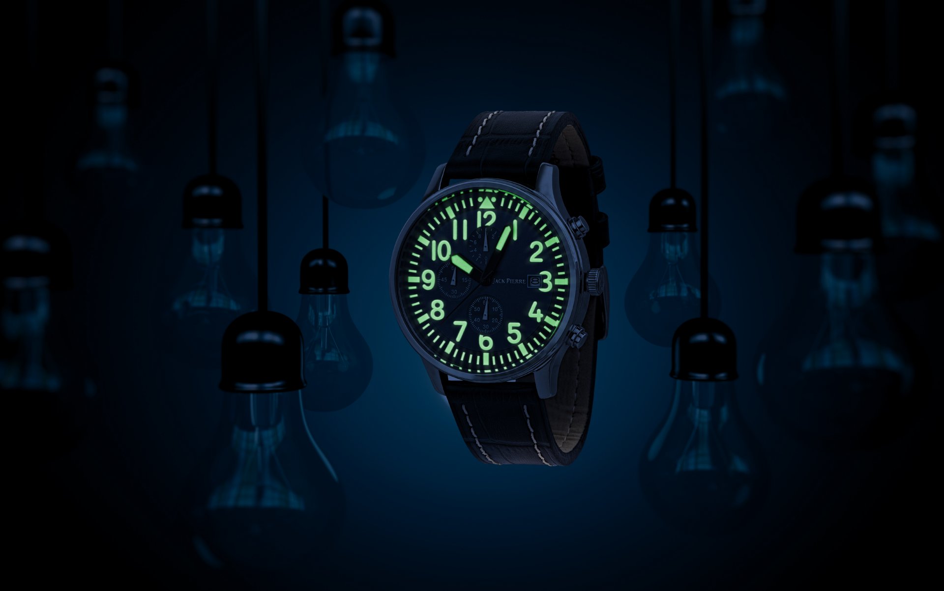 luce oscurità fluoro orologio jack pierre