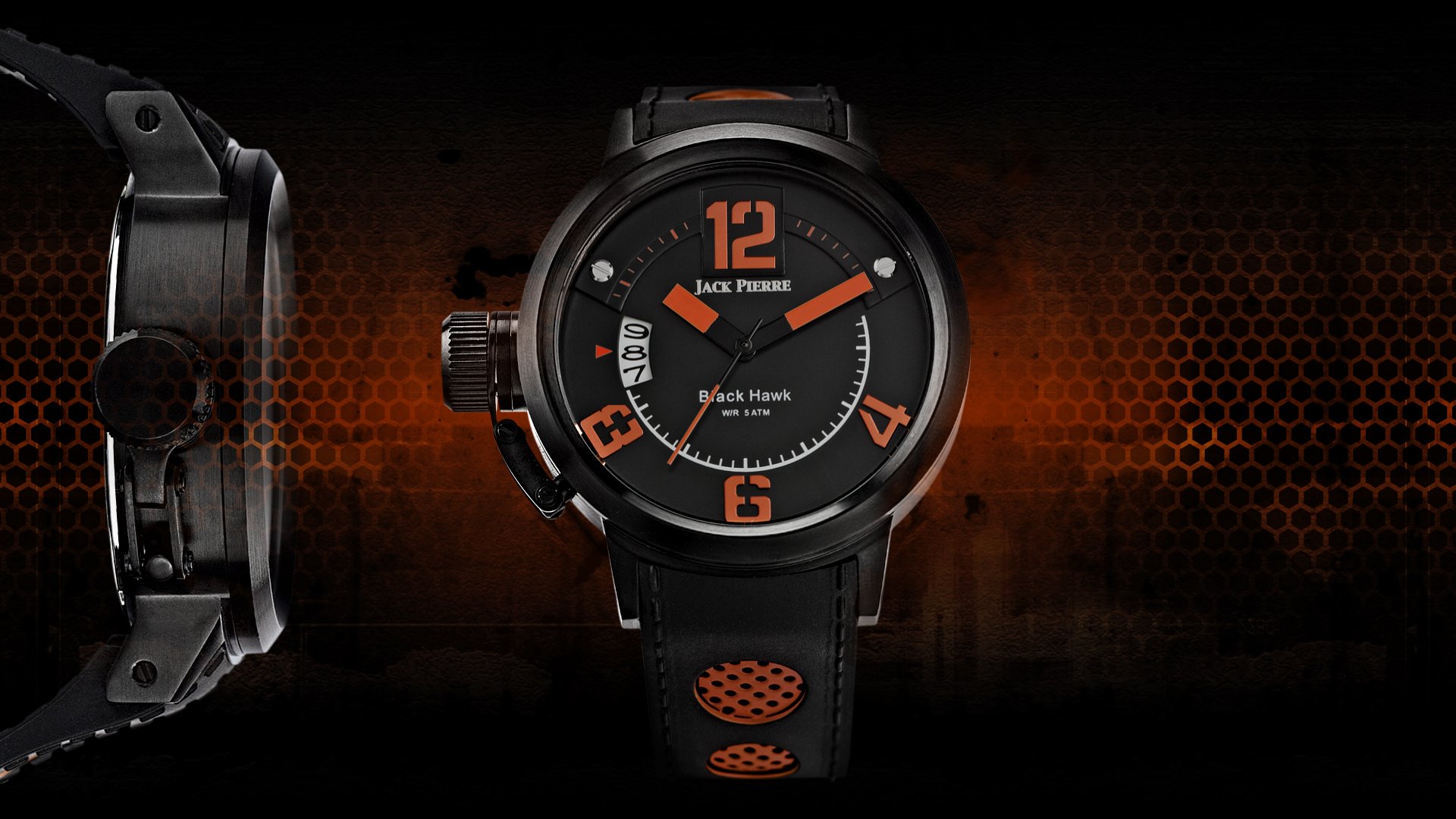 jack pierre reloj negro naranja