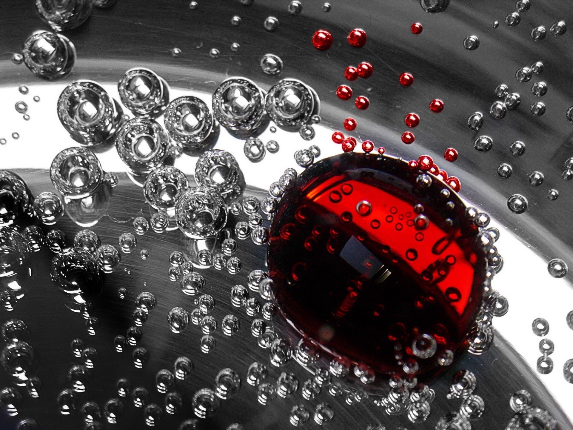 grey glass droplets red