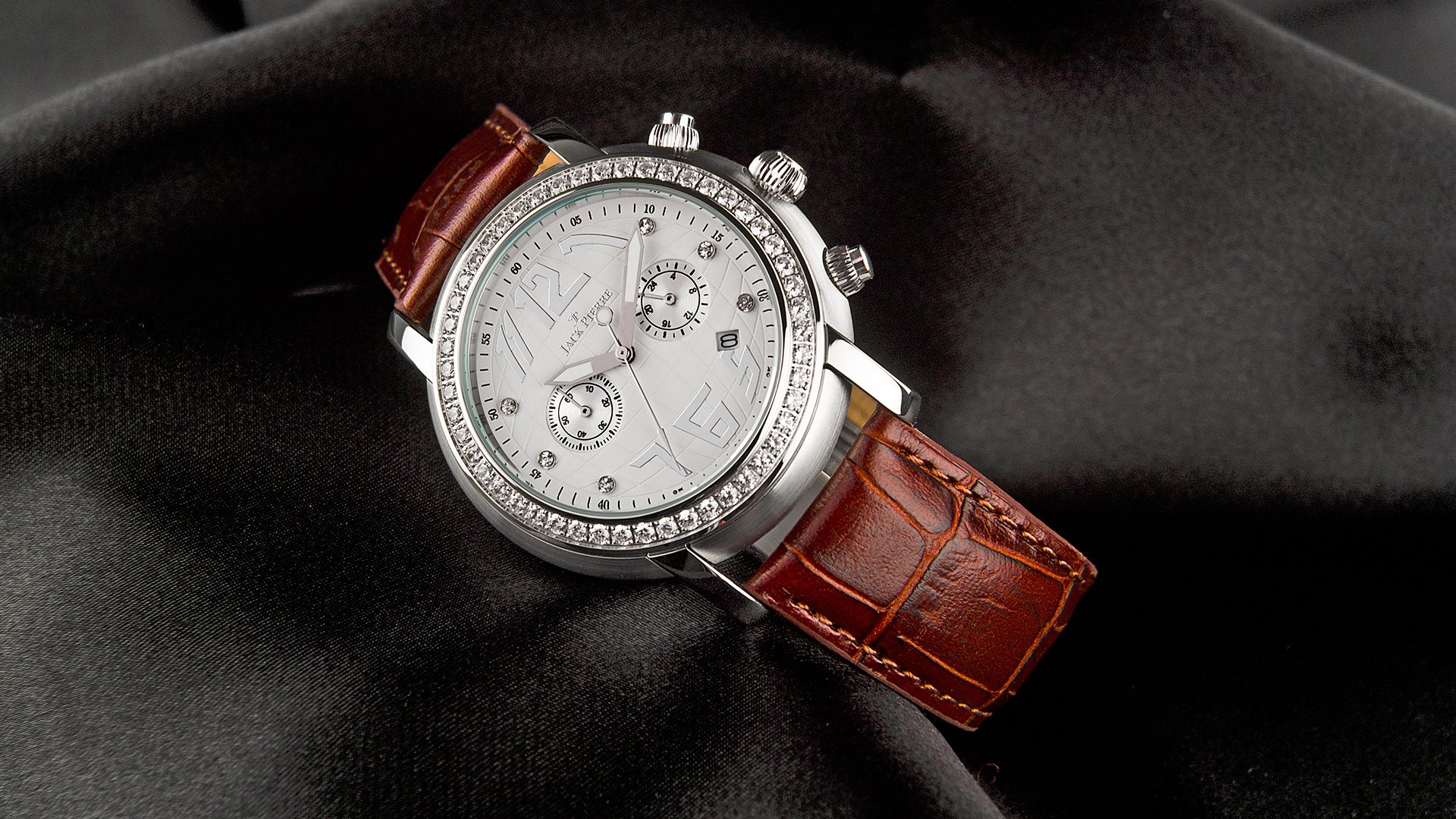 jack pierre watch leather and diamond