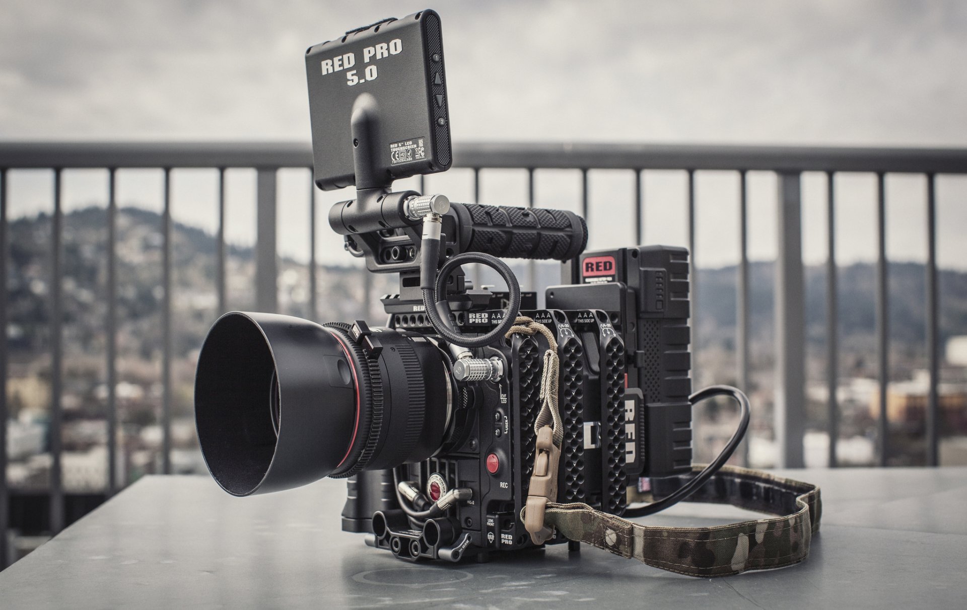 the camera red scarlet mysterium-x belt table