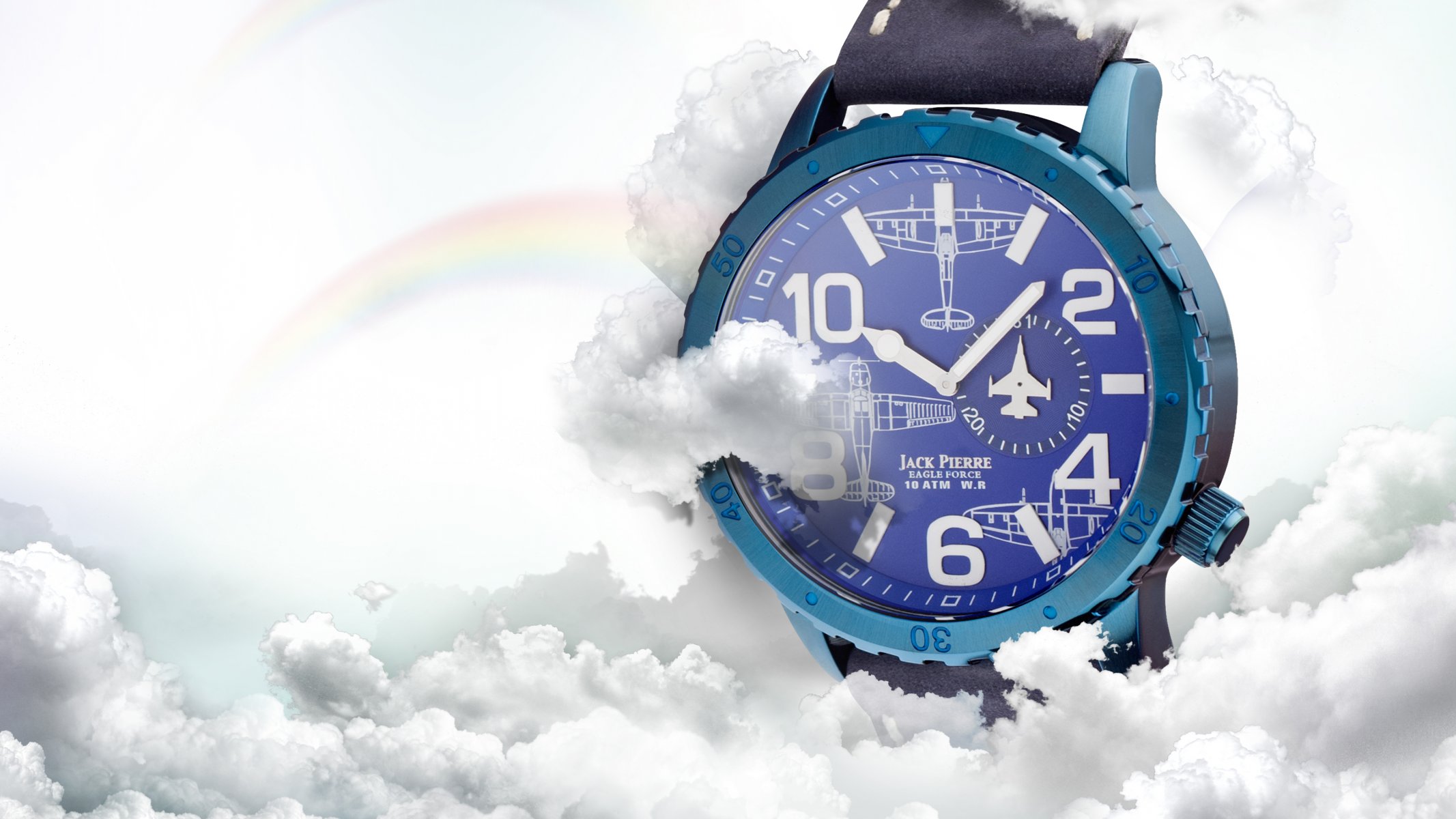 reloj azul avión jack pierre