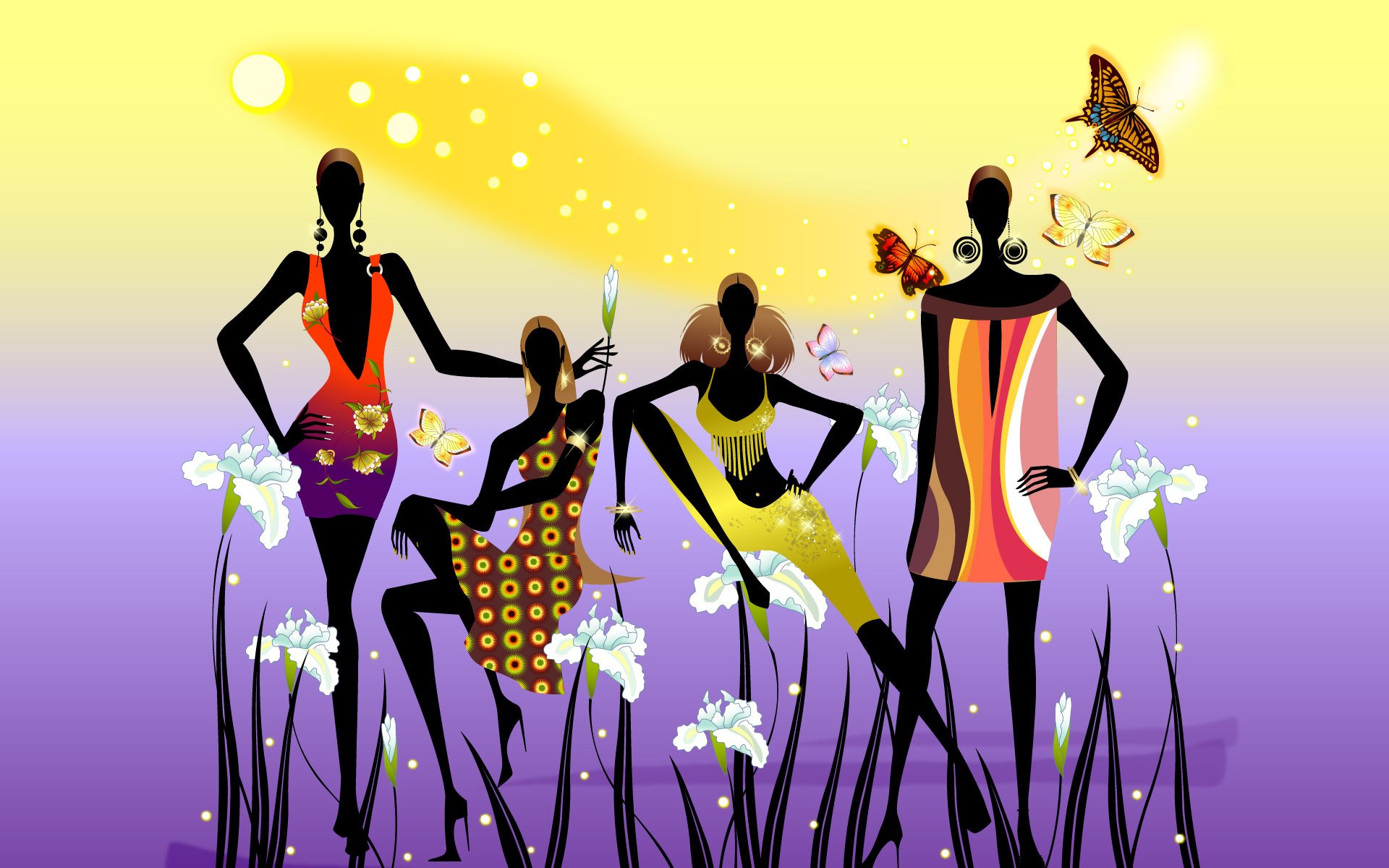 the shadow girls colorful costumes flowers ladies weed girls butterfly spring freshness march 8