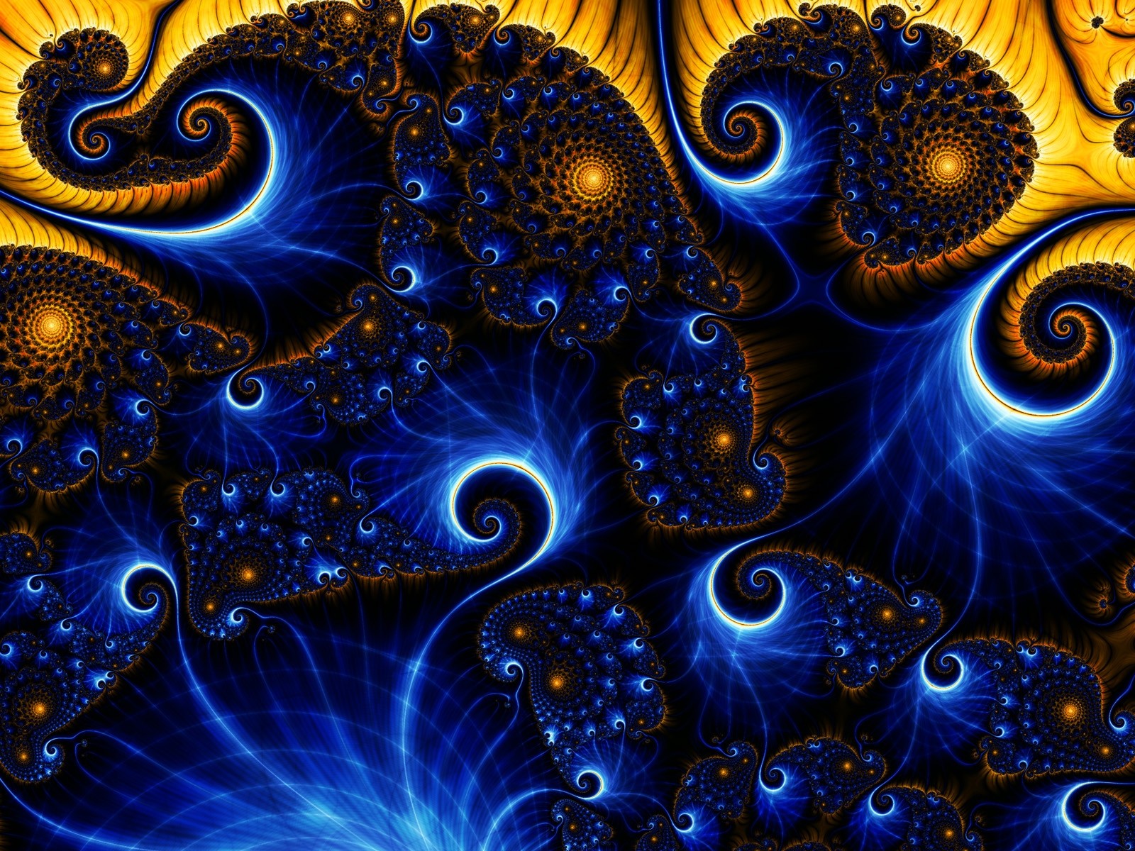 blue fractals curls pattern