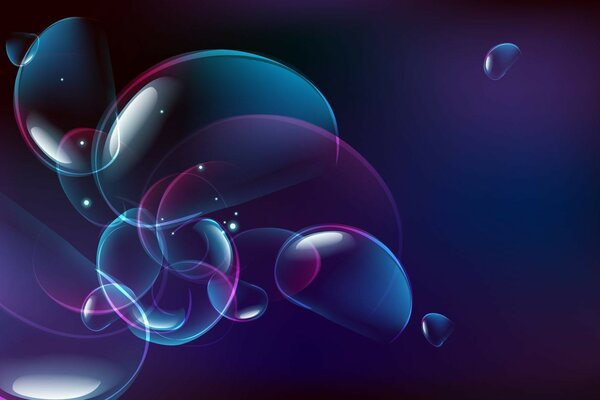Диджитал арт с фиолетовыми пузырями