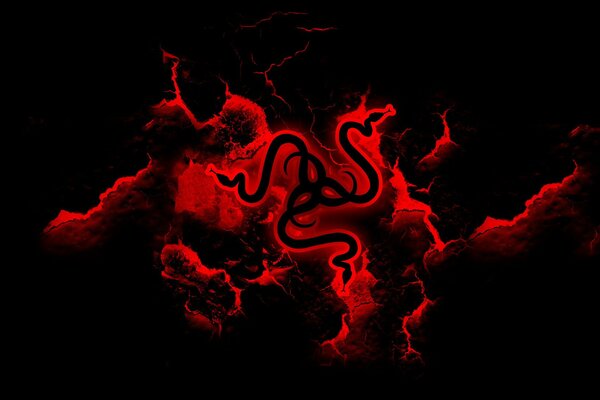 Red Logo with two snakes