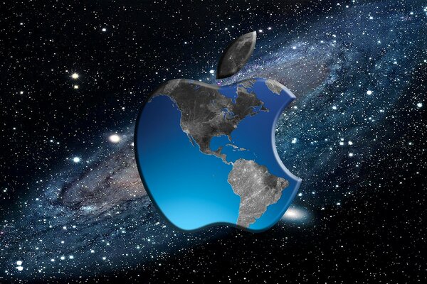 Iphone apple wallpaper with continents in space