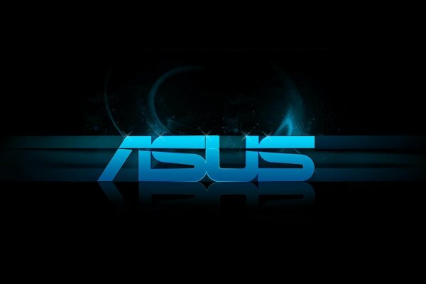 Asus logo in neon color on a black background