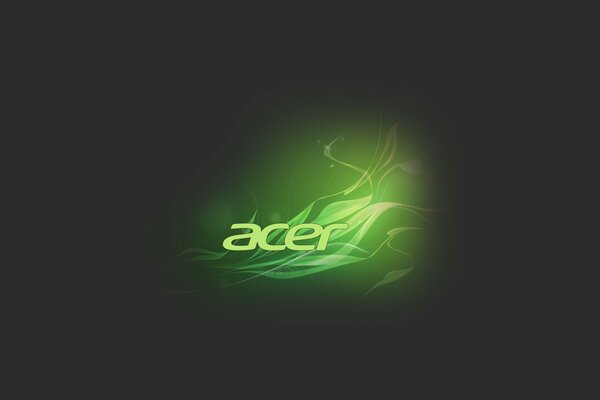 Grünes Acer-Logo auf schwarzem Hintergrund