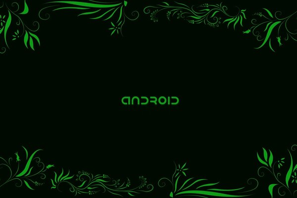 Green android logo on black background