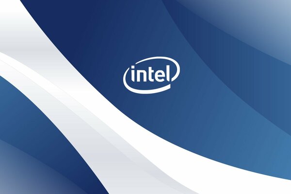 Intel-Prozessorlogo auf blau-weißem Hintergrund in Form von Wellen