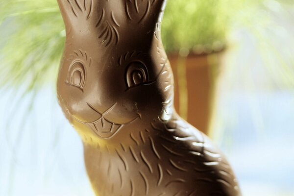 Conejito sonriente de Pascua de chocolate