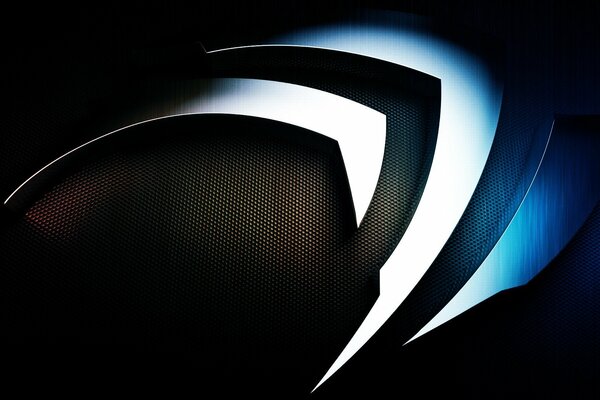 Nvidia - metalowe logo na metalicznym tle