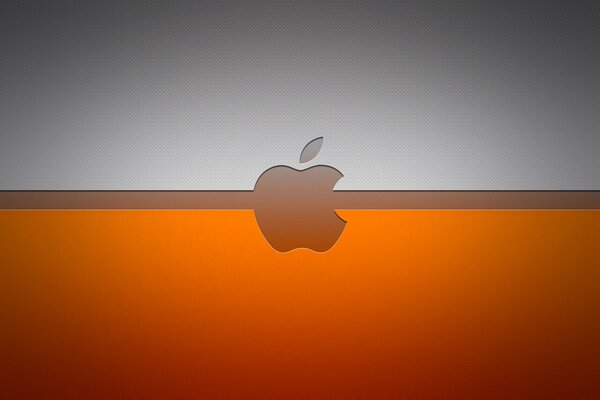 Apple-Logo auf grau- orangefarbenem Hintergrund