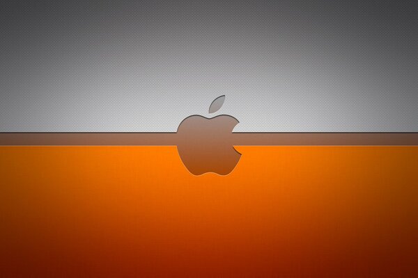 Logo apple su sfondo grigio-arancione