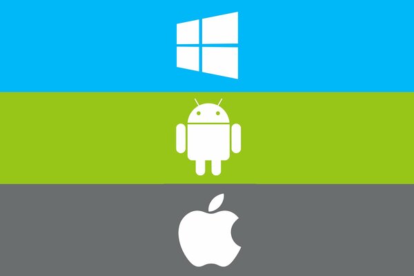 Operating system logos. Android, windows, apple