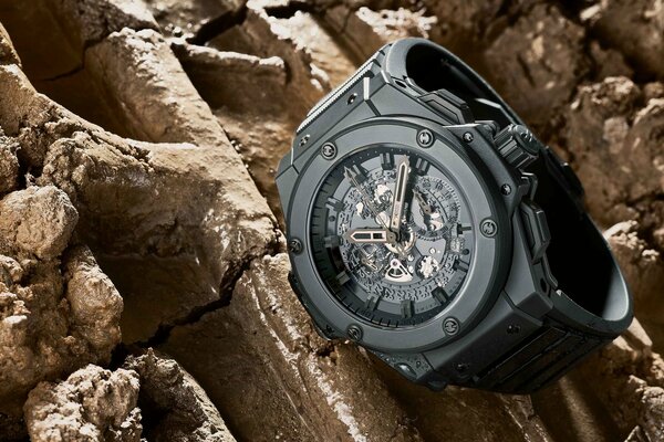 Hublot watches among wet rock