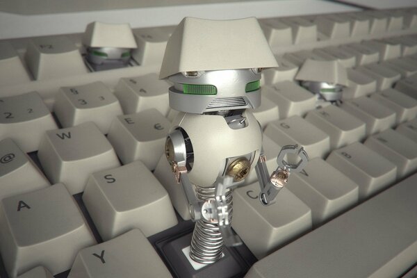 A spy robot that appeared from the keyboard
