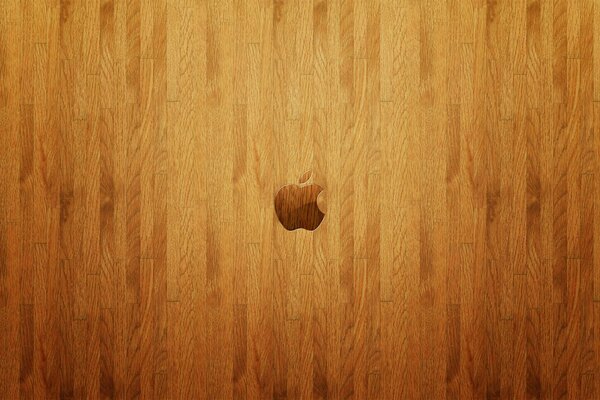 Apple logo on a wooden background