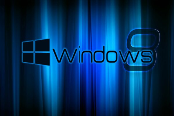 The logo of the eighth Windows on the background of vertical blue stripes