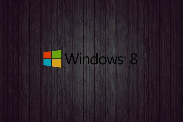 Logotipo de la empresa Windows 8 en textura de madera