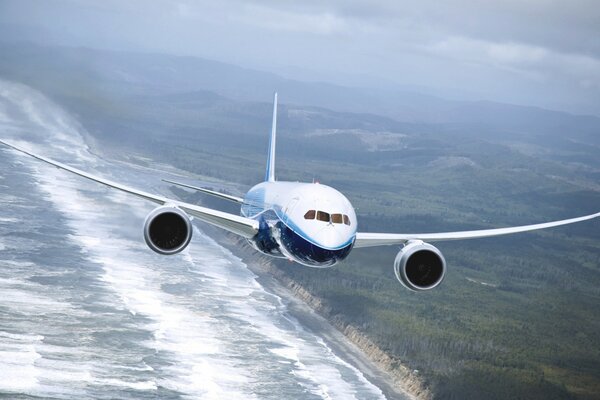 Ein Boeing-Flugzeug fliegt in der Luft