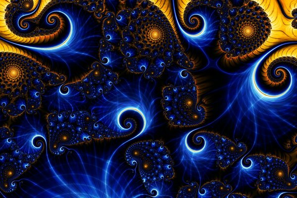 Blue fractals patterns and swirls