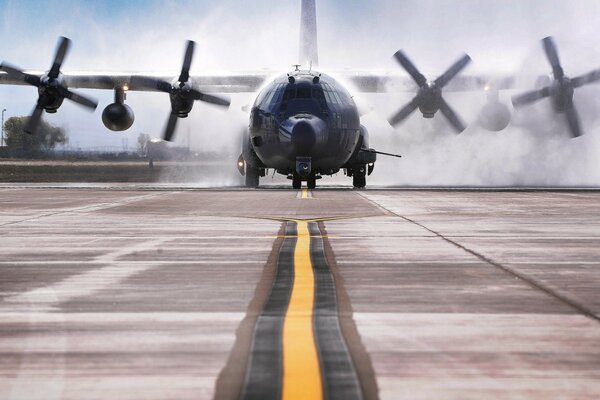 Cargo plane, very huge and lazy and nevertheless looks very beautiful on the runway