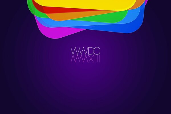 WWDC mehrfarbiges Logo auf lila Hintergrund