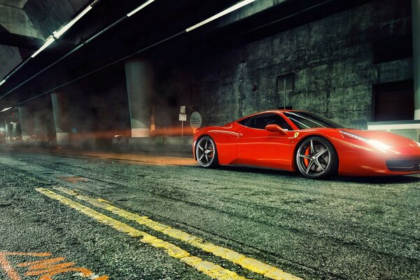 Red ferrari 458 italia supercar