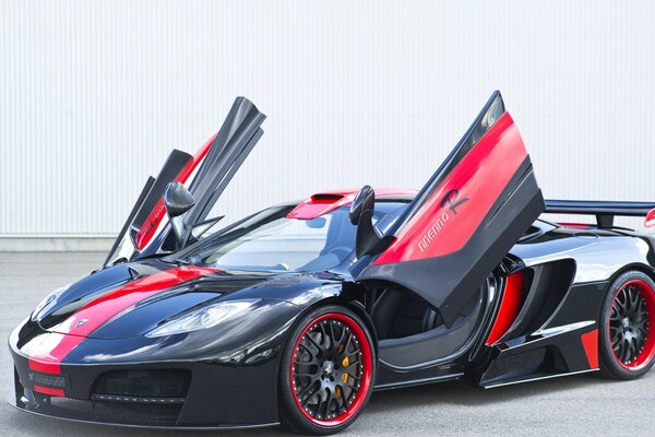 Black Lamborghini with open doors