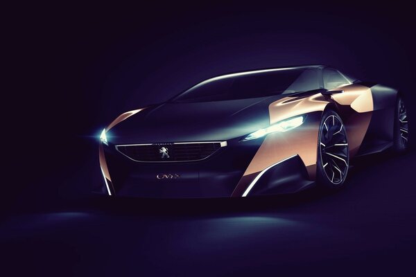 Auto, Peugeot Silhouette in der Dunkelheit
