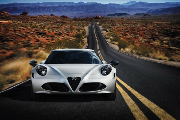 Blanc Alfa Romeo 2014 sur la route